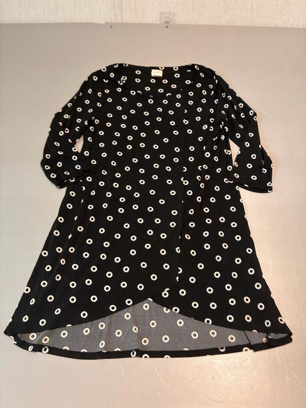 Chico's Black White Circle Tunic Asymmetric Hem Dress